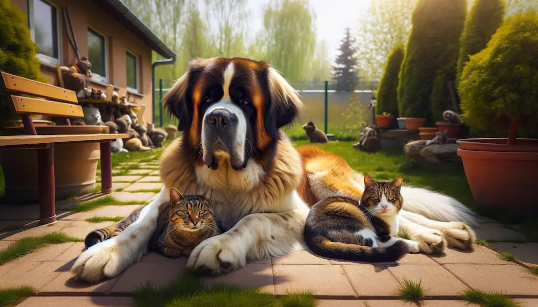 Bruno, The Gentle Giant and His Feline Guardians
