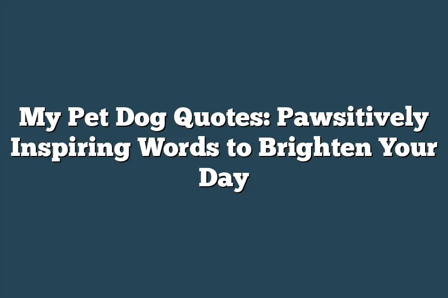 My Pet Dog Quotes: Pawsitively Inspiring Words to Brighten Your Day