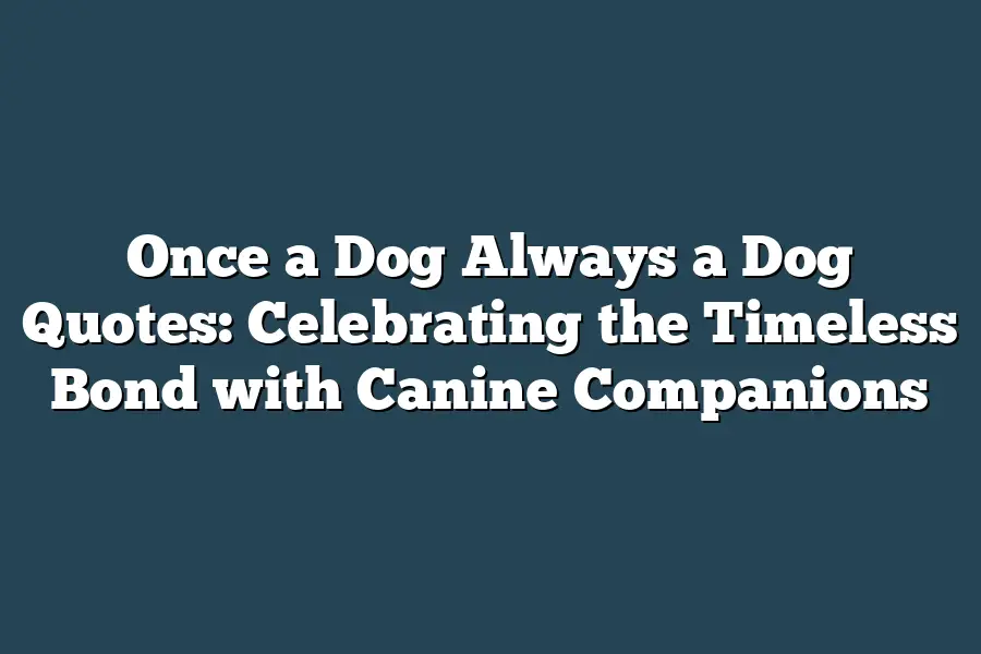 Once a Dog Always a Dog Quotes: Celebrating the Timeless Bond with Canine Companions